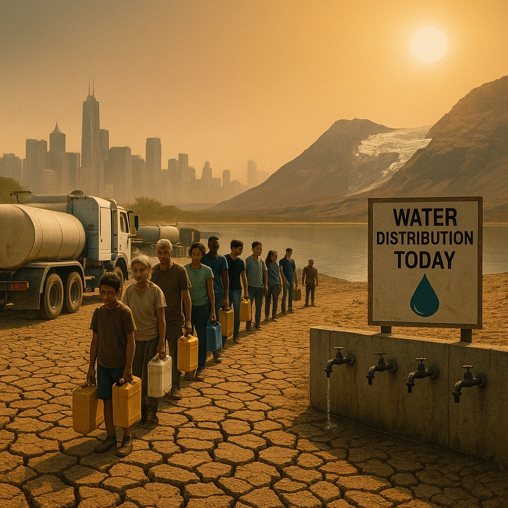 Water scarcity news illustration