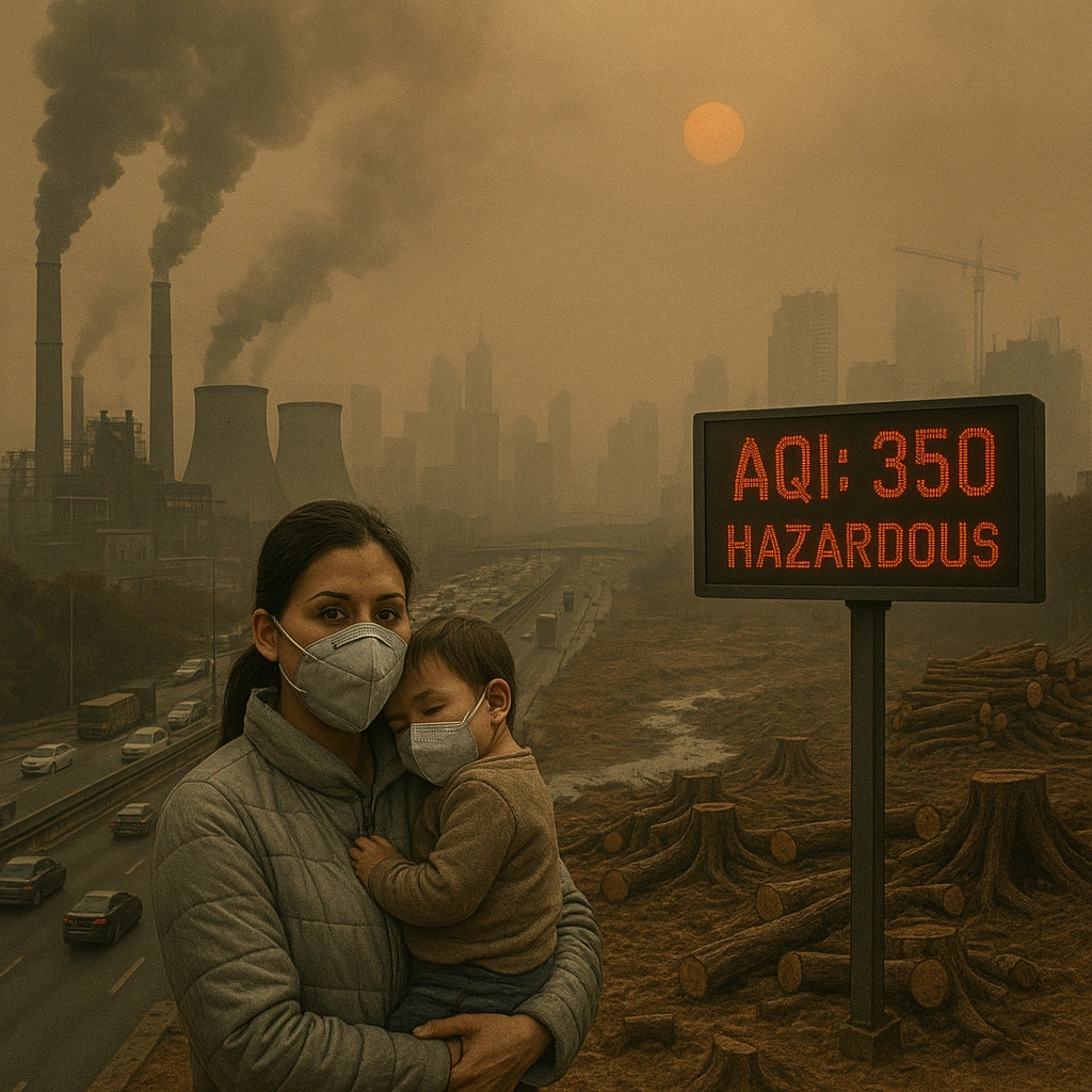 Pollution news illustration